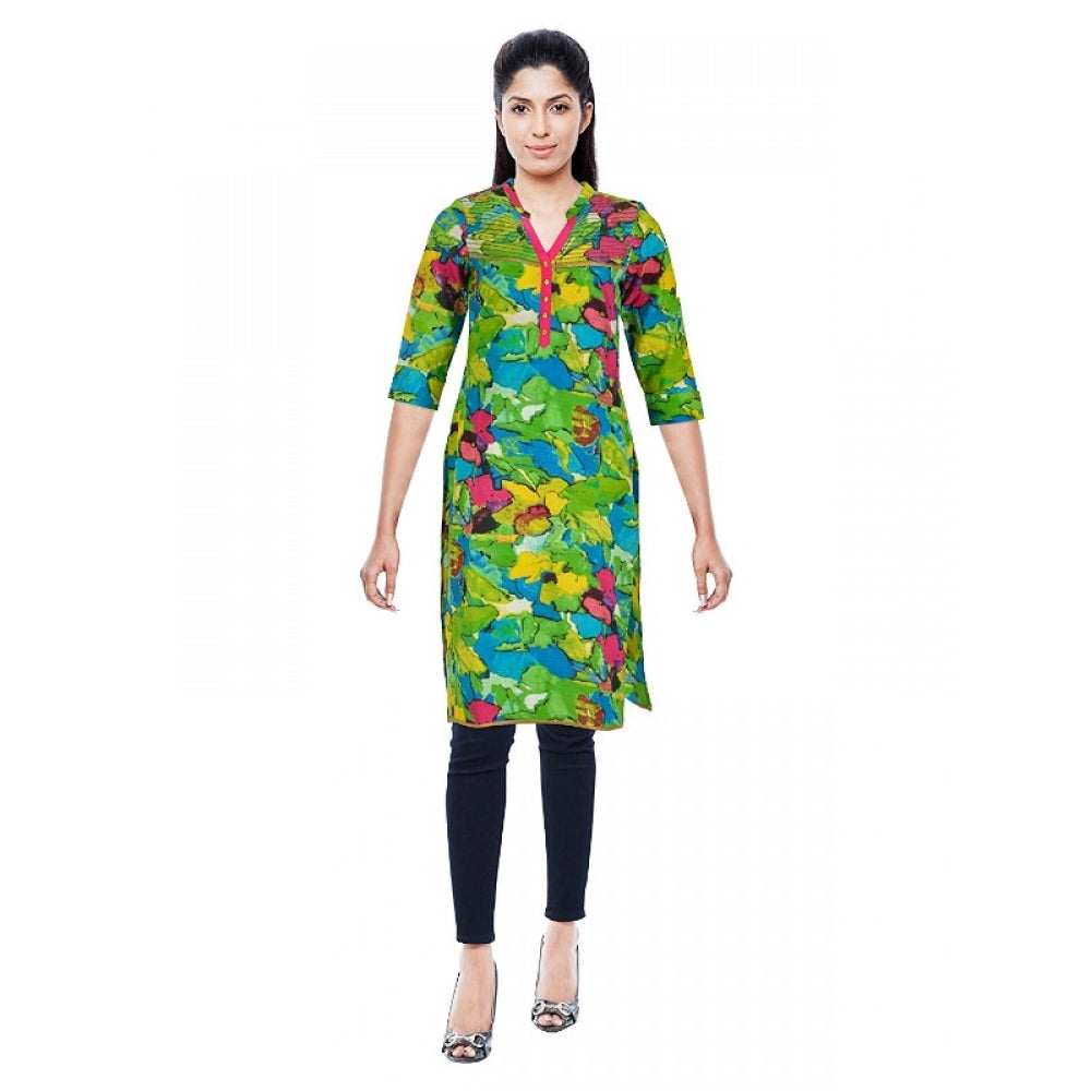 Roneclick Women's Cotton Kurtis (Green, L)