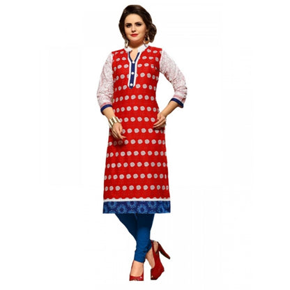 Roneclick Women's Cotton Kurtis (Red, Multi, L)