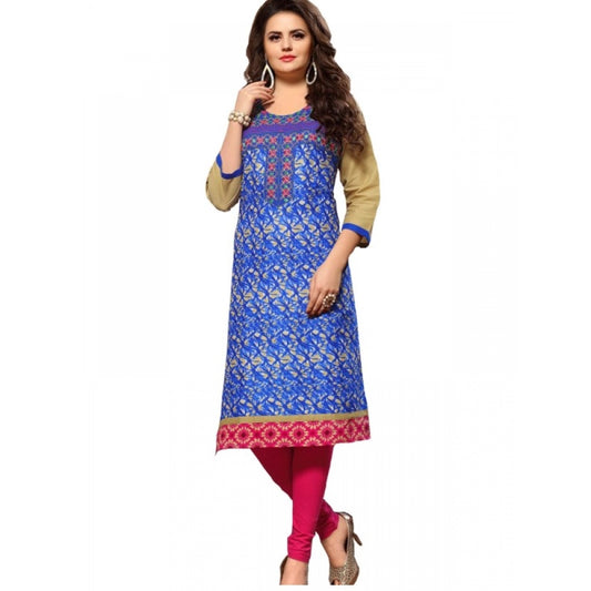 Roneclick Women's Cotton Kurtis (Blue, Multi, XL)