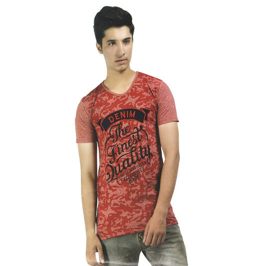 Roneclick Mens Hosiery Printed Men Tshirts (Red, S)