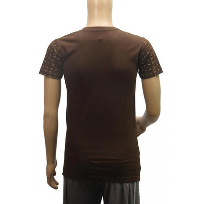 Roneclick Mens cotton Printed Men Tshirts (Brown, XS)