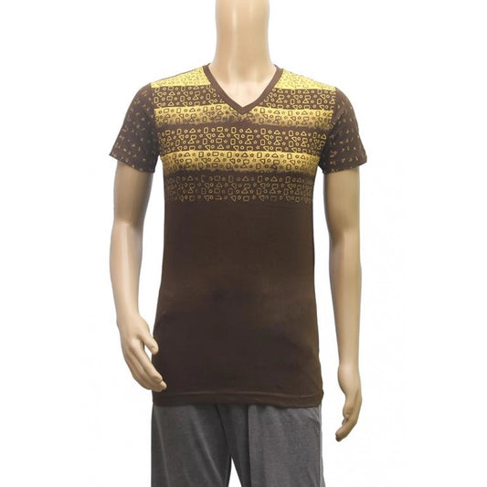 Roneclick Mens cotton Printed Men Tshirts (Brown, XS)