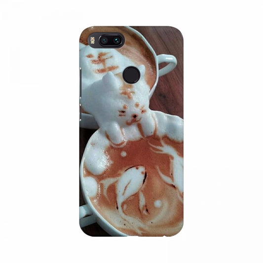 Coffee Cup with Cat and Fish Mobile Case Cover