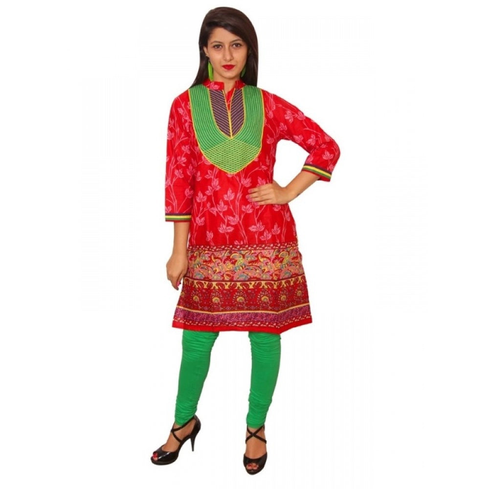 Roneclick Women's Cotton Kurtis (Red, M)