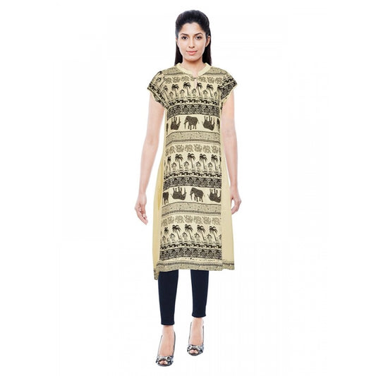 Roneclick Women's Rayon Kurtis (Beige, L)