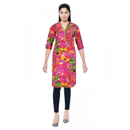 Roneclick Women's Cotton Kurtis (Pink, L)