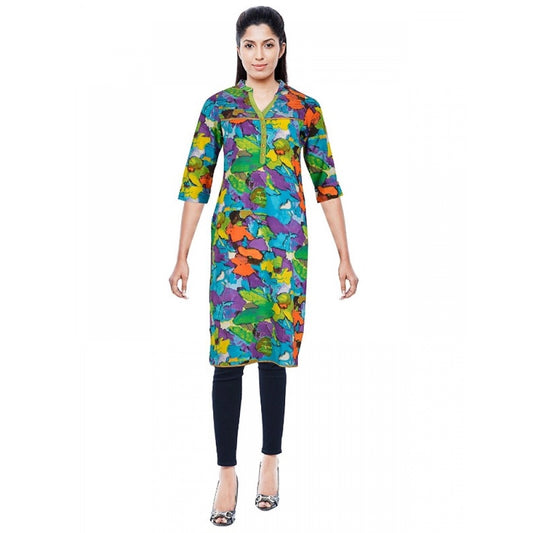 Roneclick Women's Cotton Kurtis (Blue, L)