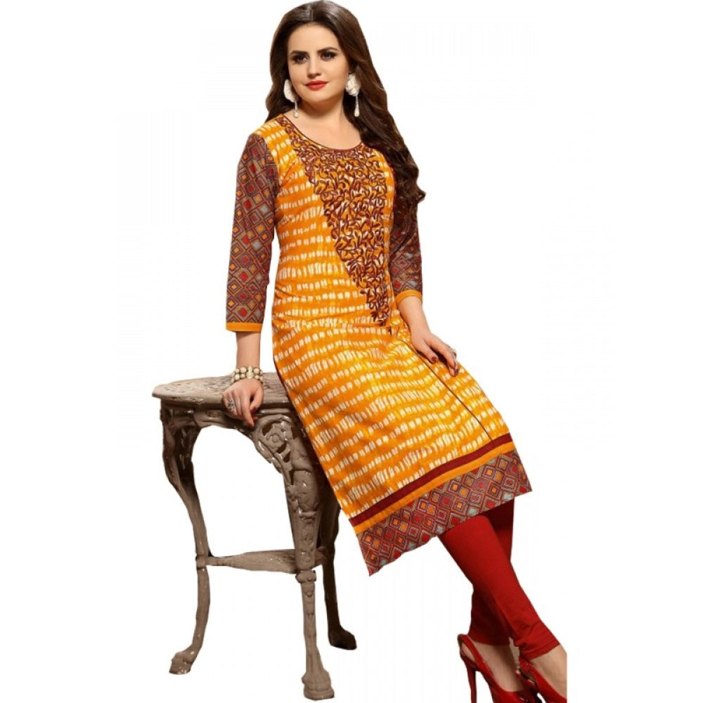 Roneclick Women's Cotton Kurtis (Orange, Multi, XL)