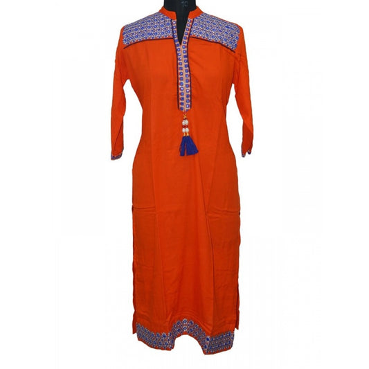 Roneclick Women's Rayon Kurtis (Orange, XXL)