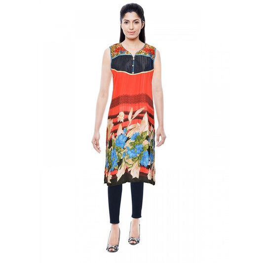 Roneclick Women's Synthetic Kurtis (Orange, L)