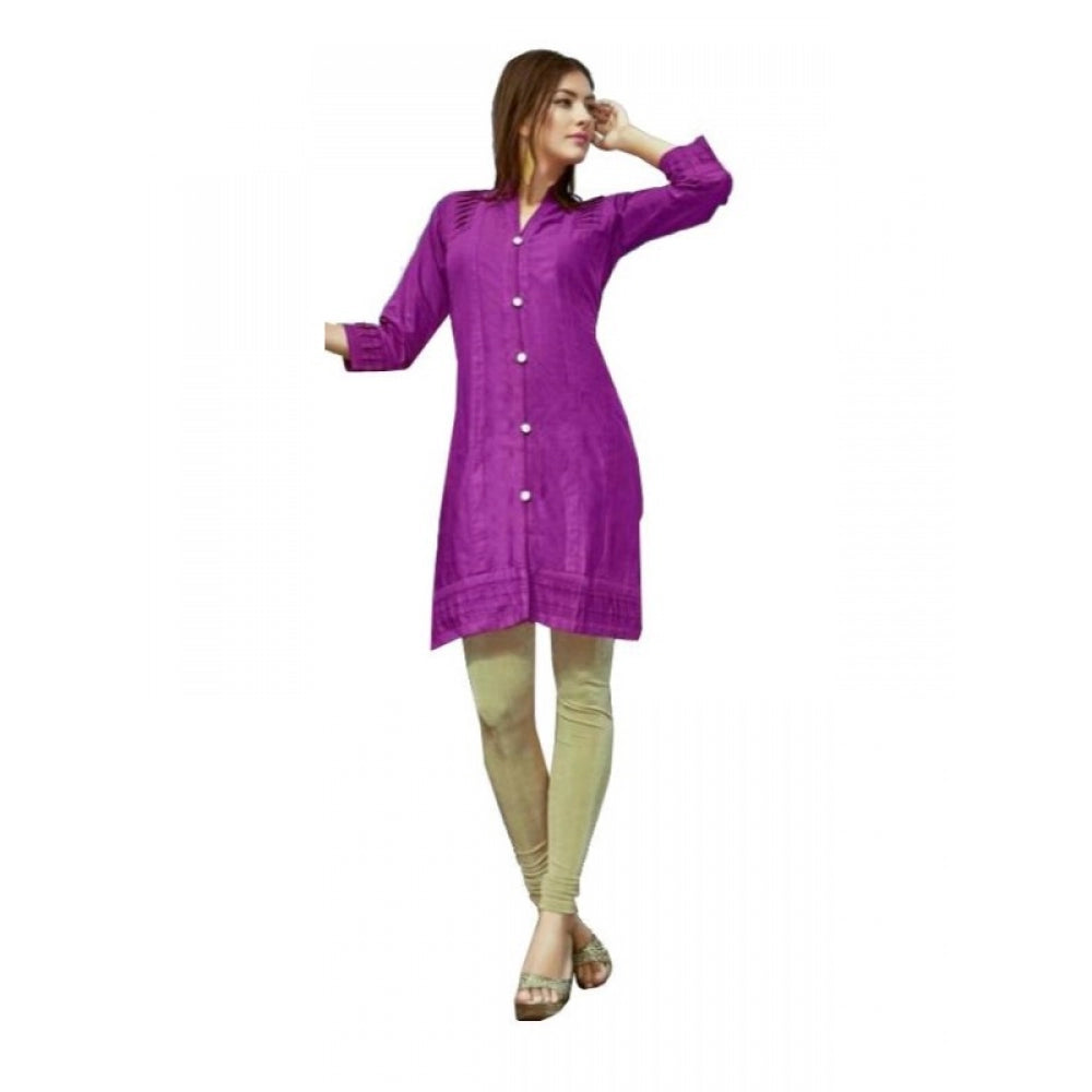 Roneclick Women's Cotton Kurtis (Violet, L)