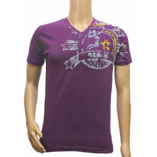 Roneclick Mens Hosiery Mix Printed Men Tshirts (Violet, S)