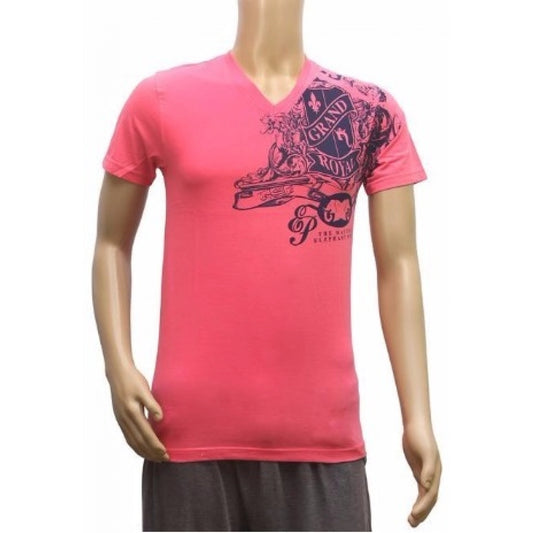 Roneclick Mens Hosiery Mix Printed Men Tshirts (Dark Pink, S)