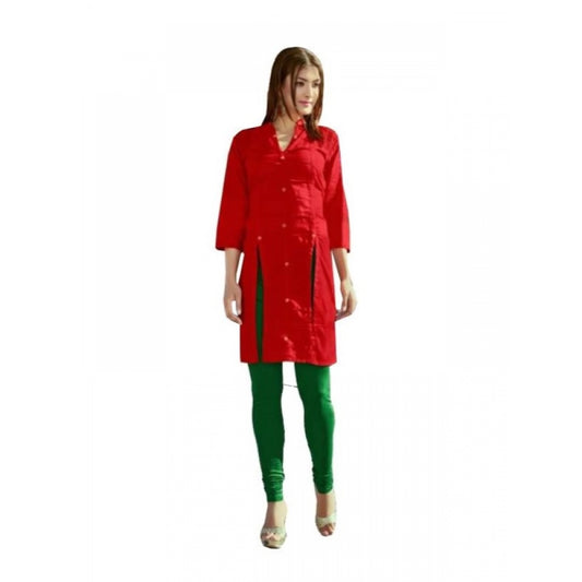 Roneclick Women's Cotton Kurtis (Red, L)