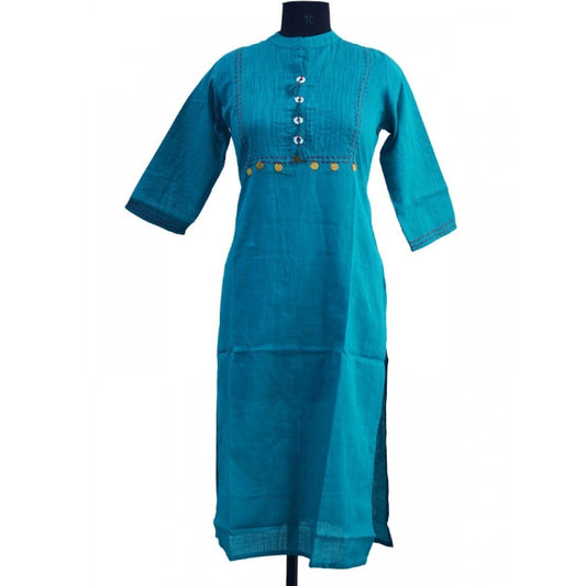 Roneclick Women's Cotton Kurtis (Blue, M)