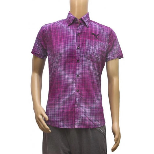 Roneclick Mens Cotton Mix Casual Men Shirts (Violet, L)