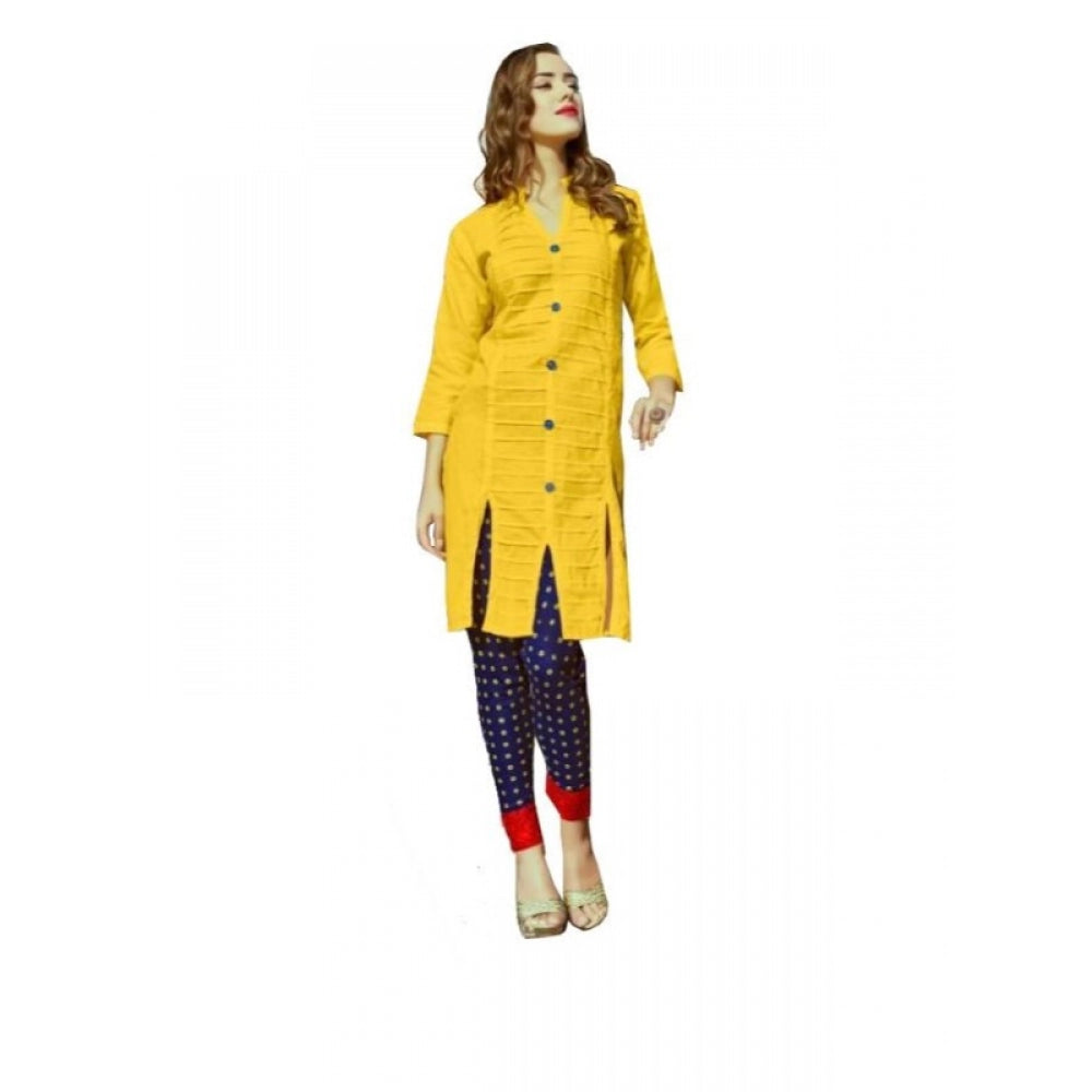 Roneclick Women's Cotton Kurtis (Yellow, L)