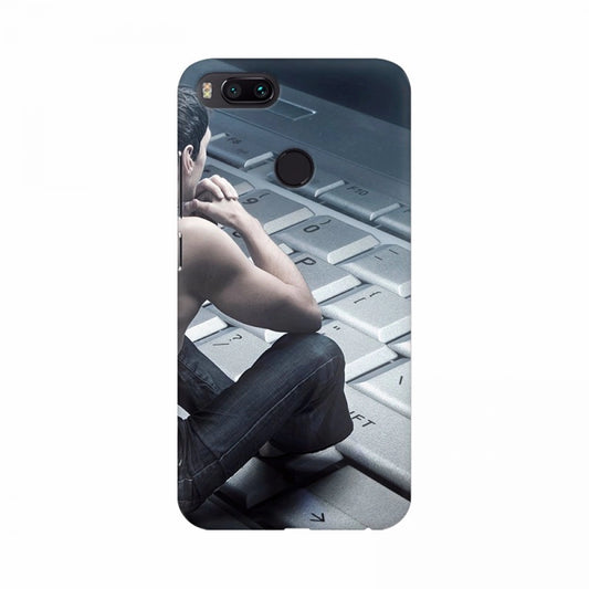 Man Sitting in Keyboard Mobile Case Cover