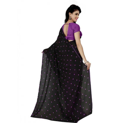 Printed Faux Georgette Purple Color Saree