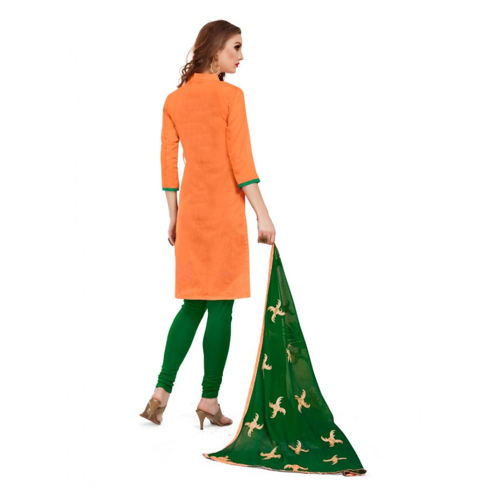 Roneclick Women's Banarasi Jacquard Unstitched Salwar-Suit Material With Dupatta (Oranage, 2-2.5mtrs)