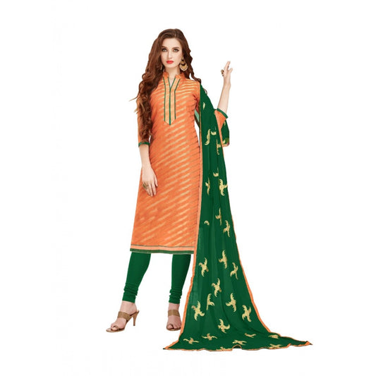 Roneclick Women's Banarasi Jacquard Unstitched Salwar-Suit Material With Dupatta (Oranage, 2-2.5mtrs)