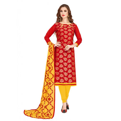 Roneclick Women's Banarasi Jacquard Unstitched Salwar-Suit Material With Dupatta (Red, 2-2.5mtrs)