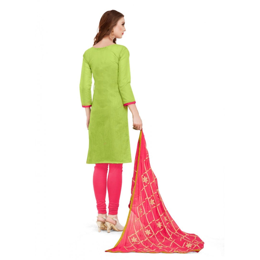 Roneclick Women's Banarasi Jacquard Unstitched Salwar-Suit Material With Dupatta (Green, 2-2.5mtrs)