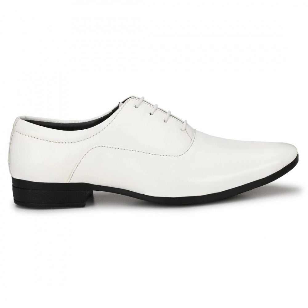 Generic Men's White Color Patent Leather Material  Casual Formal Shoes