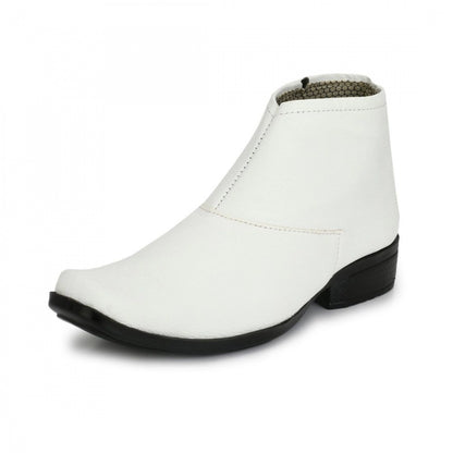 Generic Men's White Color Leatherette Material  Casual Boots