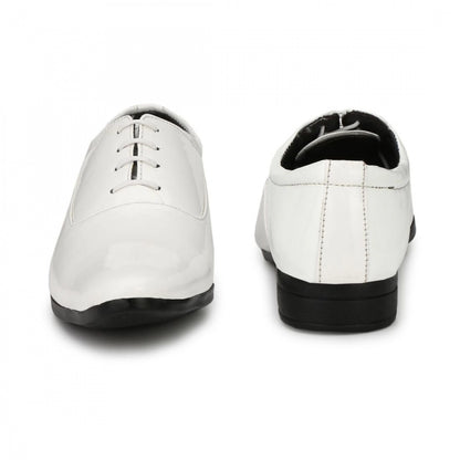 Generic Men's White Color Patent Leather Material  Casual Formal Shoes