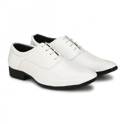 Generic Men's White Color Patent Leather Material  Casual Formal Shoes