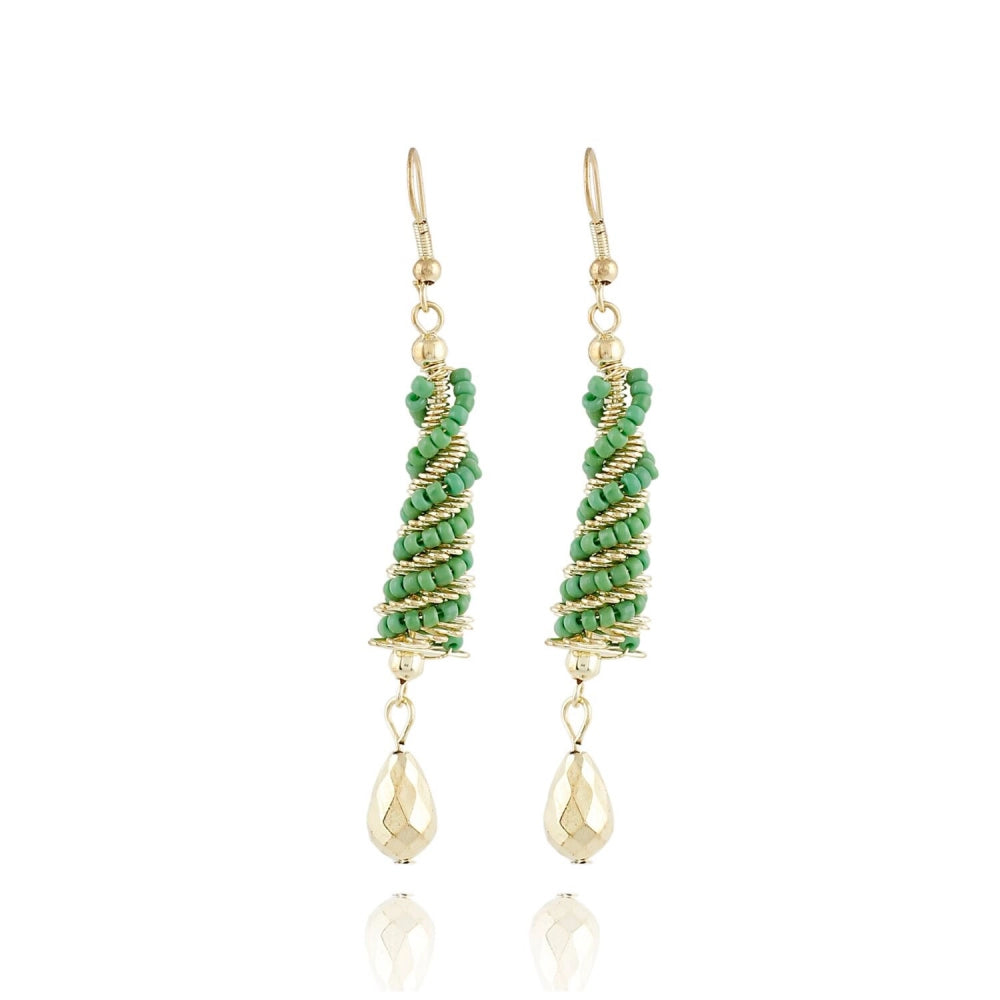 Roneclick Women's Alloy Hook Dangler Hanging Earrings-Green