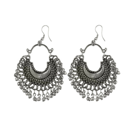 Roneclick Women's Alloy, silver Plated Hook Dangler Hanging Earrings-Silver