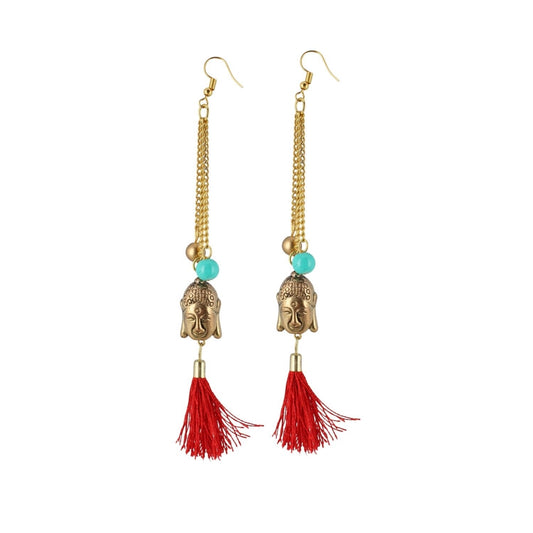 Roneclick Women's Gold Plated Hook Dangler Hanging Tassel Fashion Earrings-Gold