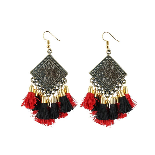 Roneclick Women's Alloy Hook Dangler Hanging Tassel Earrings-Multicolour