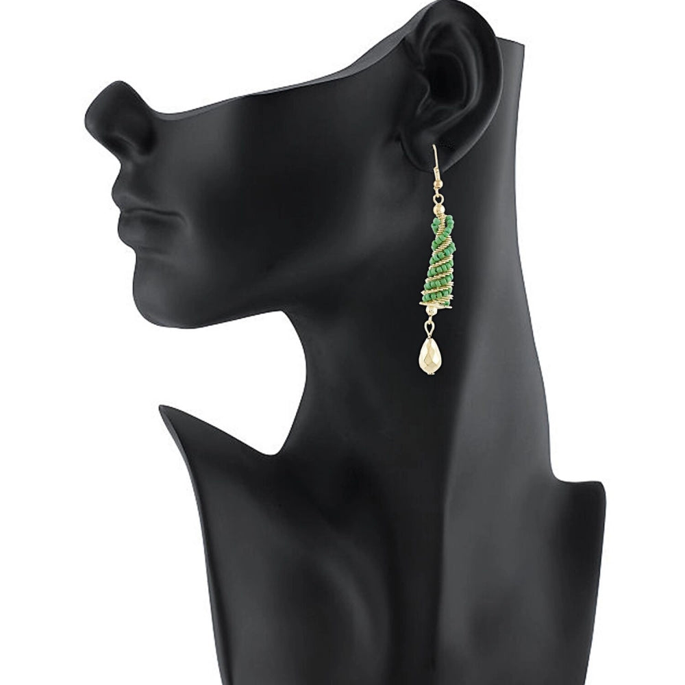 Roneclick Women's Alloy Hook Dangler Hanging Earrings-Green