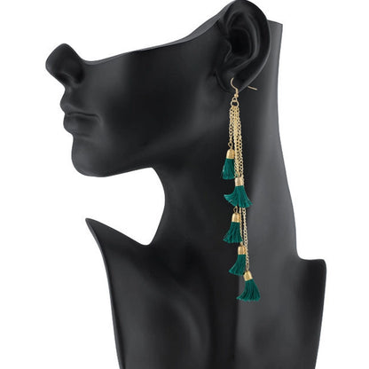 Roneclick Women's Golden plated Hook Dangler Hanging Earrings-Green