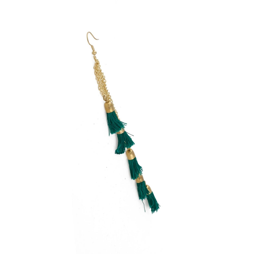 Roneclick Women's Golden plated Hook Dangler Hanging Earrings-Green