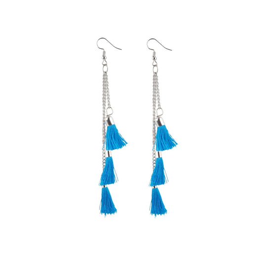 Roneclick Women's Tassels Beads Hook Dangler Hanging Hanging Earrings-Blue