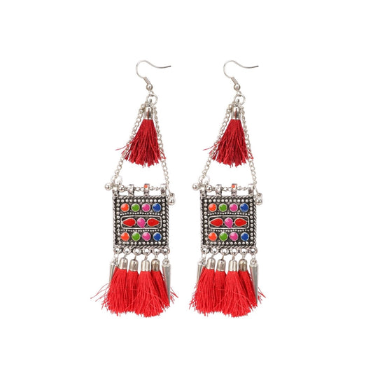 Roneclick Women's Oxidize Gold plated Hook Dangler Hanging Tassels Earring-Multicolour