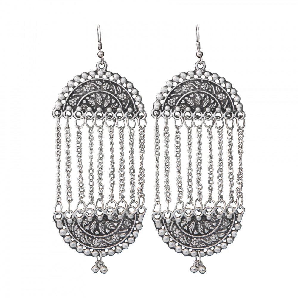 Roneclick Women's Silver Plated Hook Dangler Hanging Earrings-Silver