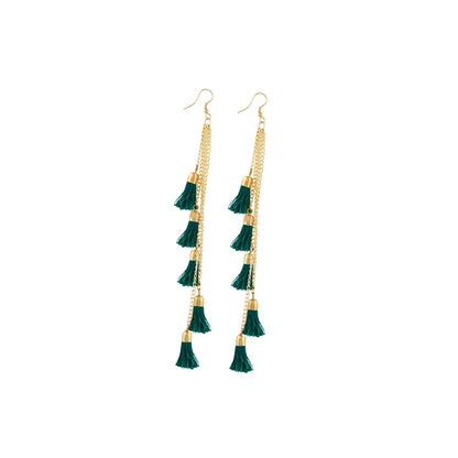 Roneclick Women's Golden plated Hook Dangler Hanging Earrings-Green