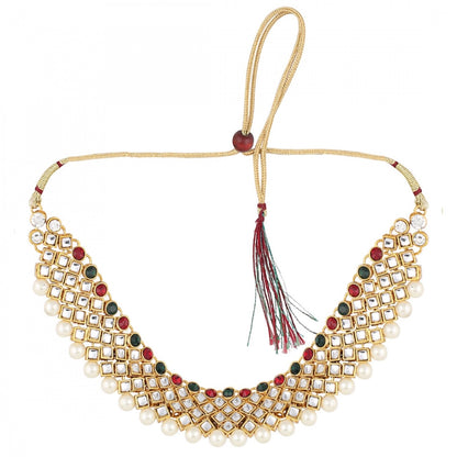 Gold Plated Kundan Jewellery Necklace Set With Earrings