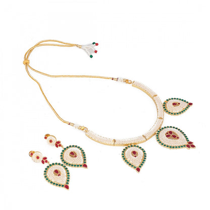 Designer Traditional India Rajasthani Basra Pearl Necklace with Earrings