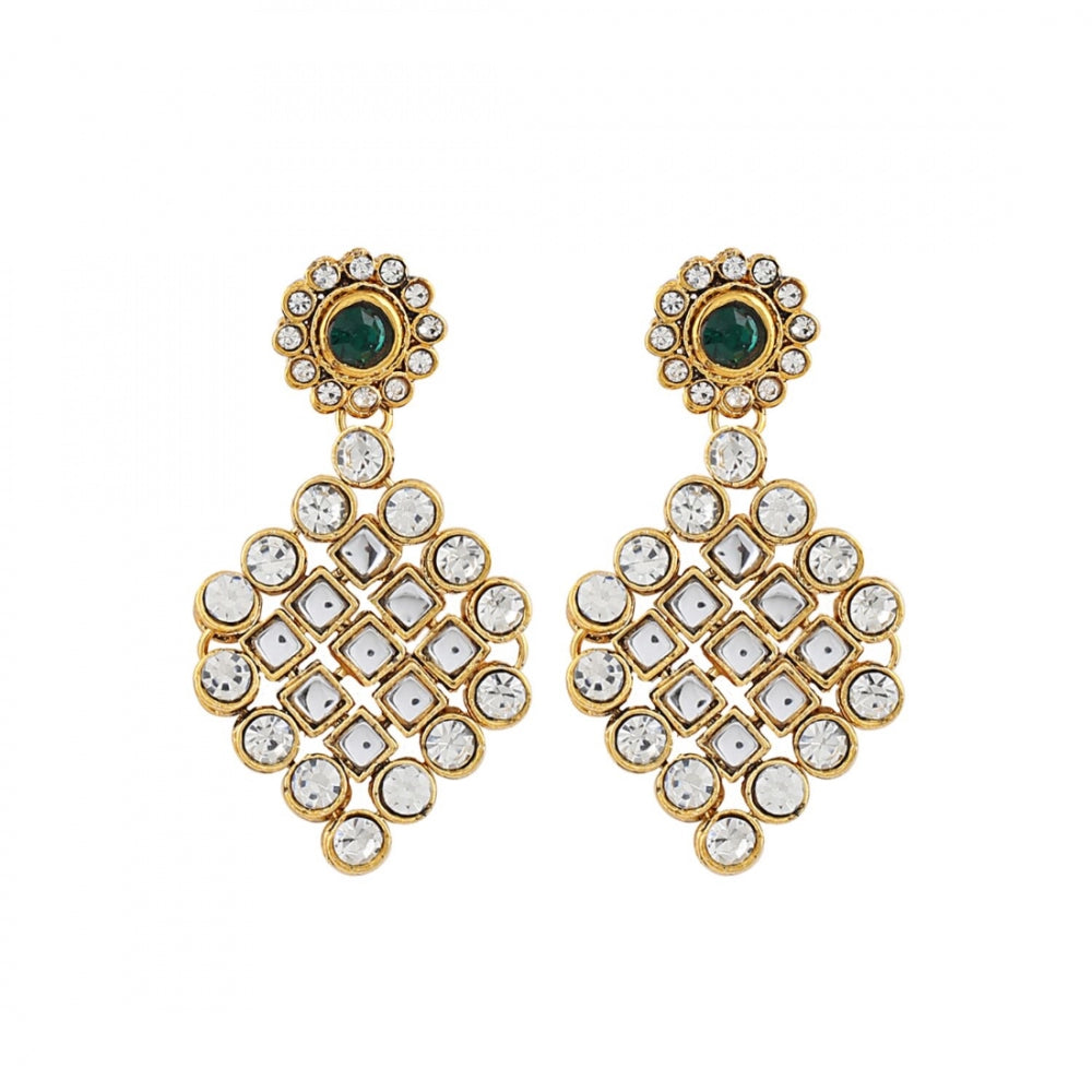 Gold Plated Kundan Jewellery Necklace Set With Earrings