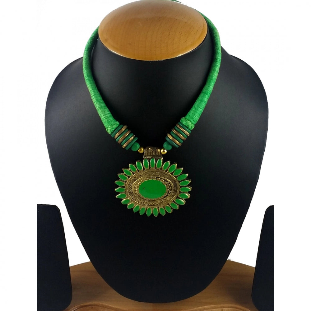 Green Color Designer Tibetan Style Fashion Necklace