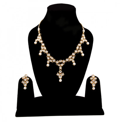 Designer Pearl Gold Plated Kundan Necklace Set