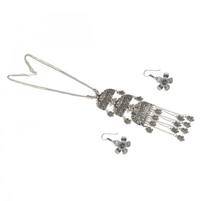 Designer German Silver Oxidized Necklace Set with Earrings