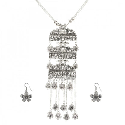 Designer German Silver Oxidized Necklace Set with Earrings