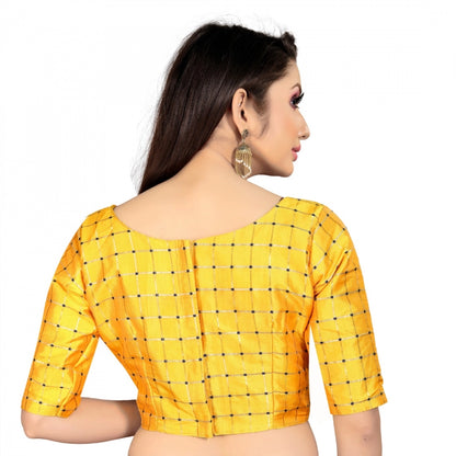 Roneclick Women's Brocade, Inner-Cotton Full Stitched Padded Blouse (Yellow )